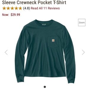 Carhartt Forest Green Pocket long sleeve loose fit tee.